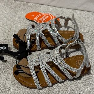 Wonder Nation Toddler Girls Glittery Silver Sandals Size 8 NWT